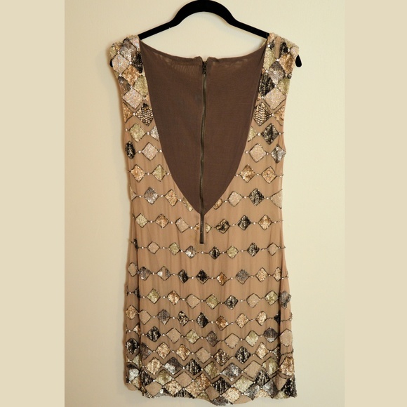 Alice & Oliva Taupe Silk Sequin Dress - Picture 10 of 10
